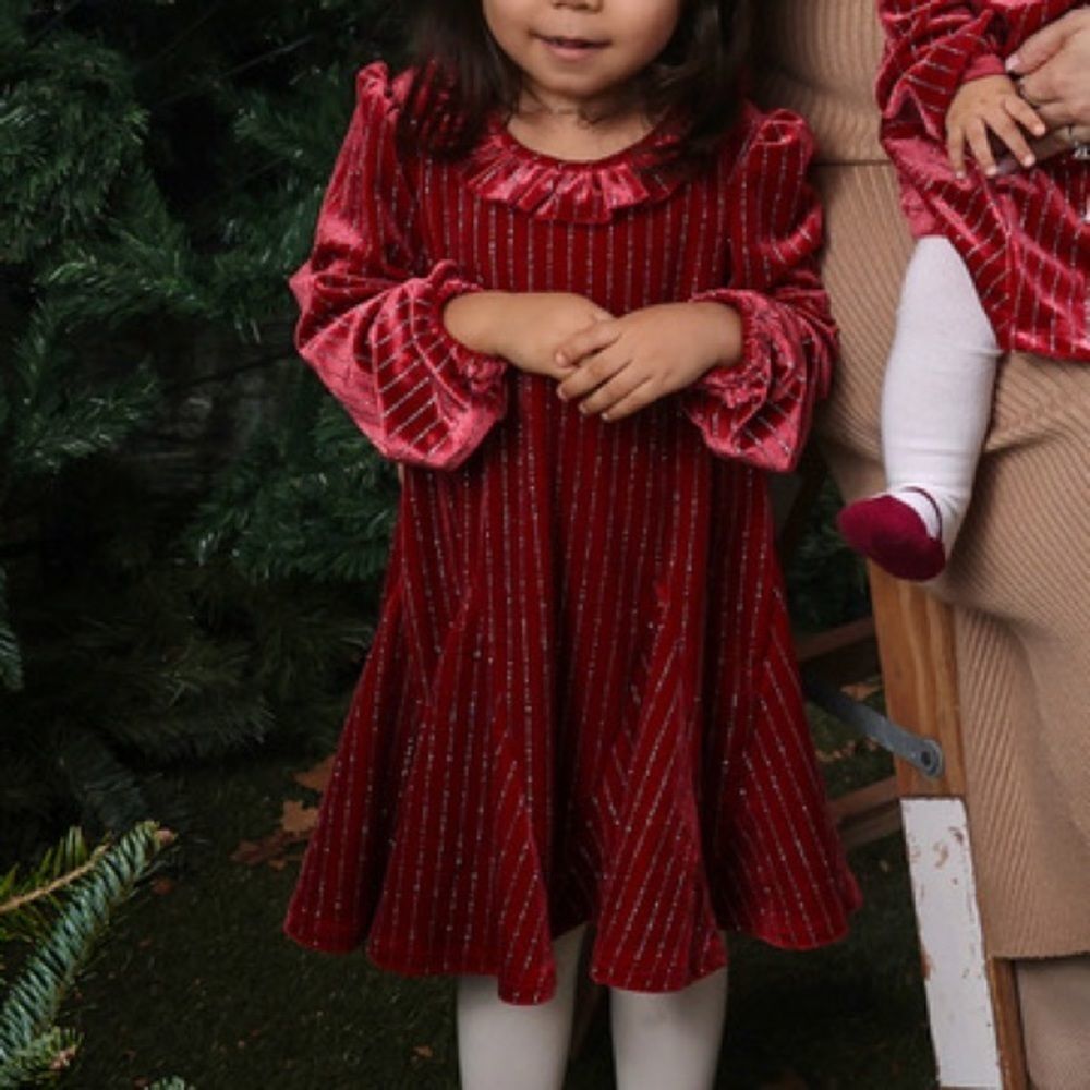 Christmas Dress Burgundy with Glitter Accents Size 5/6t Toddler Habitual Girl